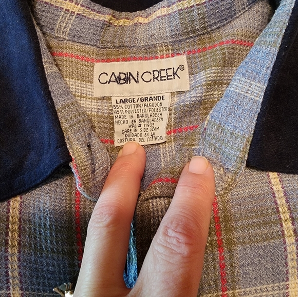 Cabin Creek Waffle Weave Plaid Long Sleeve Button Down Shirt, Size Large - Picture 2 of 5